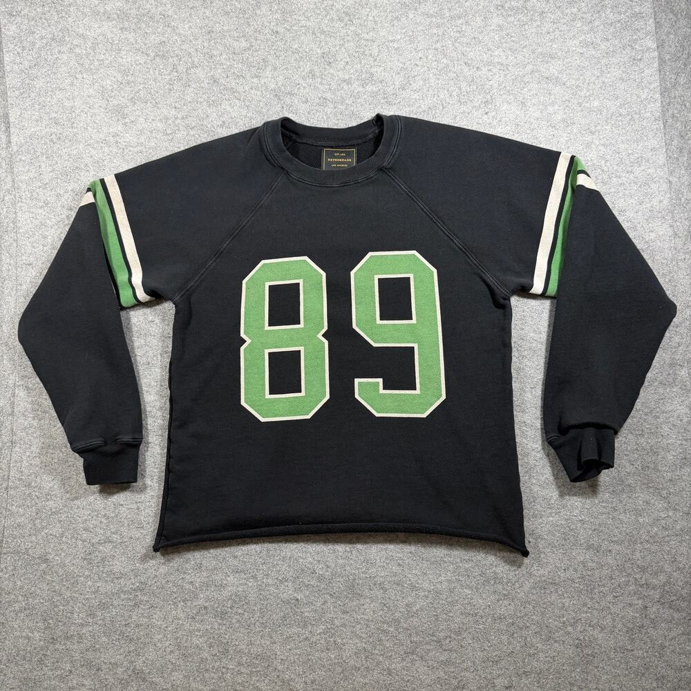 Retrobrand LA Cropped Sweatshirt Womens XS Black 89 Graphic Cotton Made USA